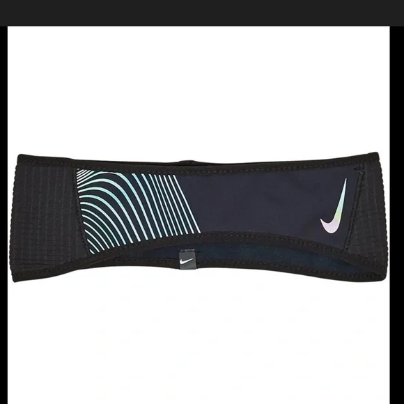 NIKE Dri-FIT Fleece Running Headband One Size Black Cold Weather Reflective NWT - Picture 1 of 3